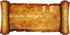 Blander Barbara névjegykártya